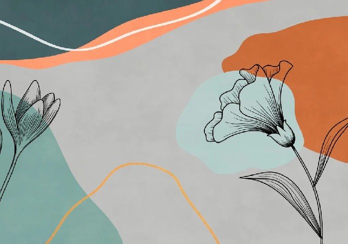 Panoramic floral art wallpaper