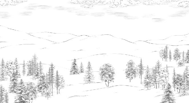 Papier peint montagne esquisse de Cimes, XXL, tendance