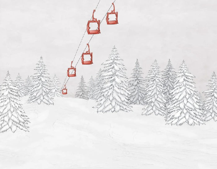 Papier peint montagne télécabine rouge, XXL, tendance