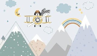 Papier peint enfant montagne scandinave bleu