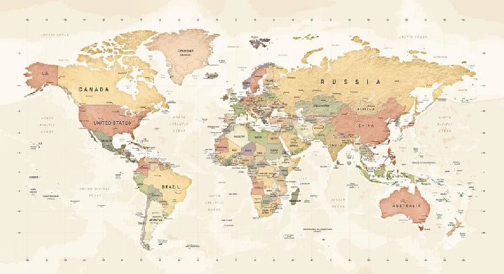 Papier peint panoramique carte du monde exploration