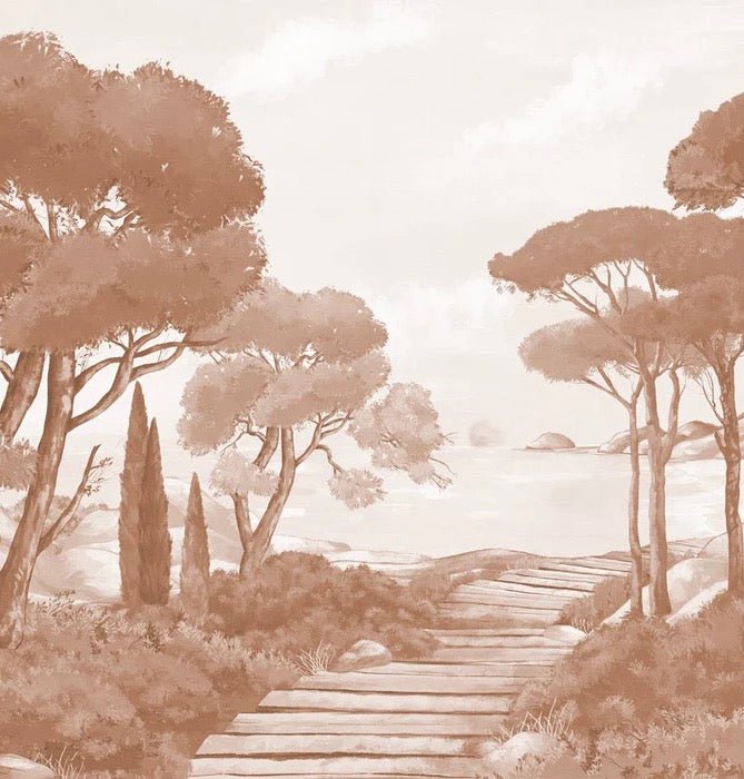 Papier peint balade dans les calanques terracotta, XXL, tendance