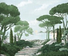 Papier peint balade dans les calanques vert