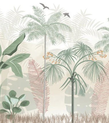 Papier peint panoramique jungle pastel