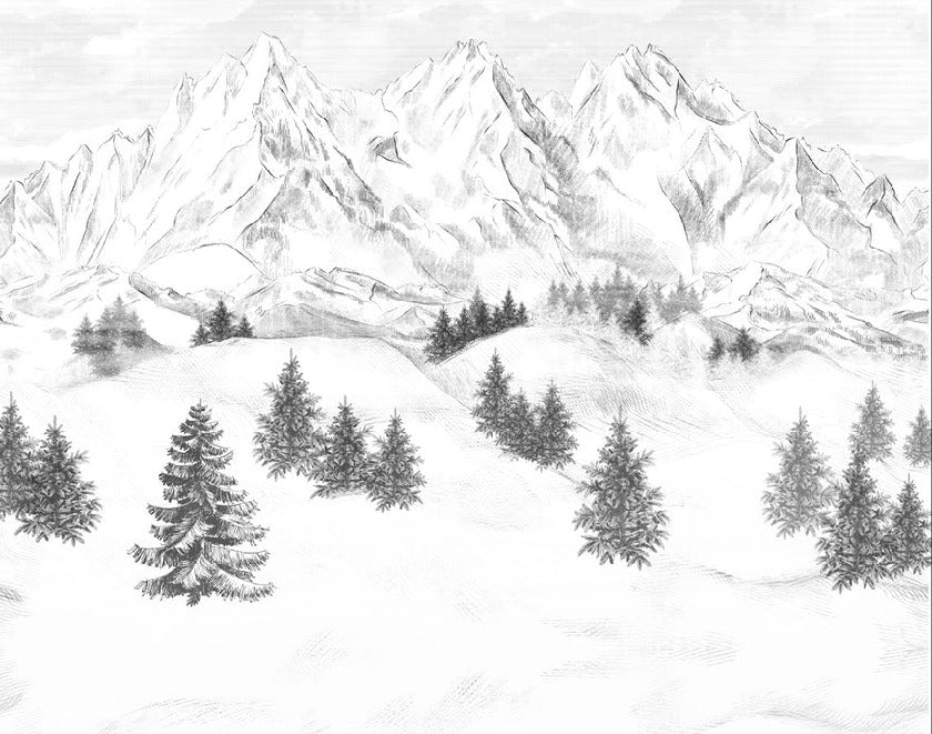 Papier peint montagne sommets de Chamonix, XXL, tendance