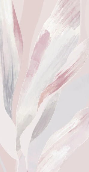 Papier peint étoffe florale rose poudré