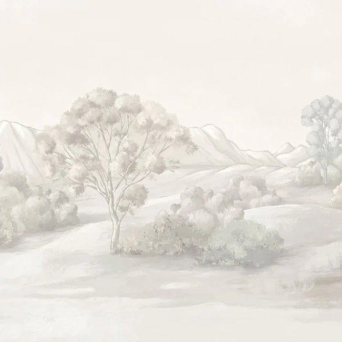 Papier peint paysage poétique sépia