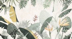 Papier peint sur mesure végétal vert jaune, mural concept, tendance