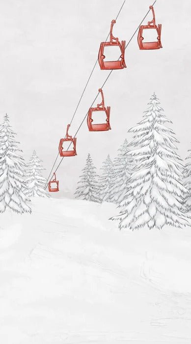 Papier peint montagne télécabine rouge, XXL, tendance