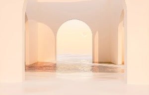 Panoramic sunset arch design wallpaper