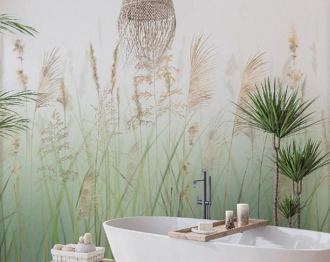 Papier peint fleur des champs de blé vert, XXL, tendance