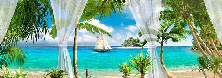 Papier peint salle de bain Windows Sea, XXL, tendance