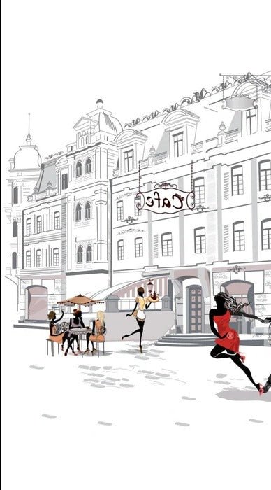 Papier peint restaurant balade parisienne, XXL, tendance