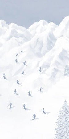 Papier peint montagne skieurs bleu, XXL, tendance