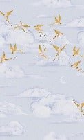 Papier peint nuage poétique oiseau or