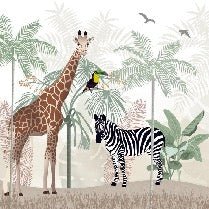 Papier peint enfant animaux de la savane