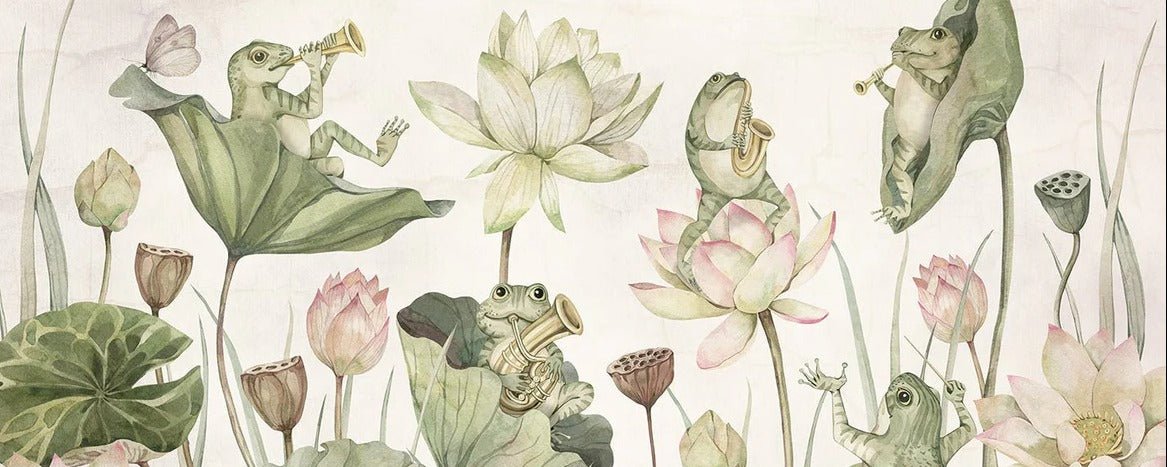 Papier peint enfant grenouilles musicales