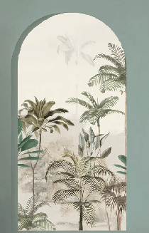 Papier peint arches luxuriantes vert, XXL, tendance