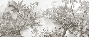 Papier peint panoramique jungle pittoresque - Muralconcept