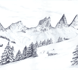 Papier peint aquarelle d’un rêve Alpin - Muralconcept