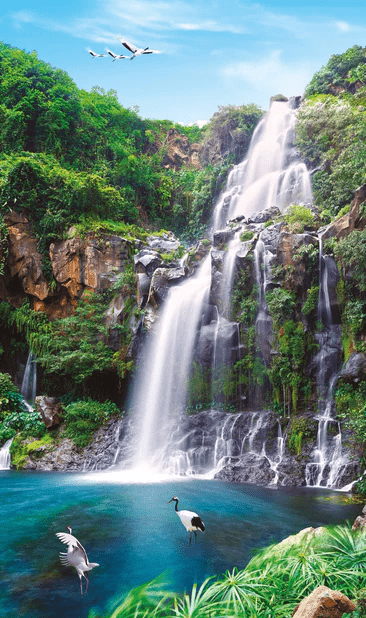 Papier peint cascade de la Réunion - Muralconcept