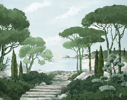 Stroll in the calanques wallpaper green