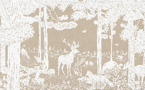 Papier peint animaux des bois beige - Muralconcept