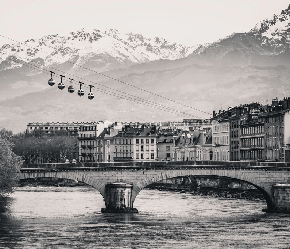 Grenoble Bastille black and white wallpaper