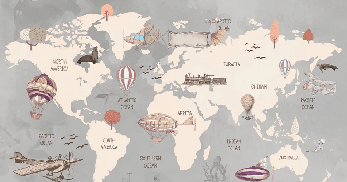 Papier peint panoramique Carte du monde Kids