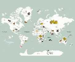 Papier peint Carte du monde en Francais enfant vert, XXL, tendance