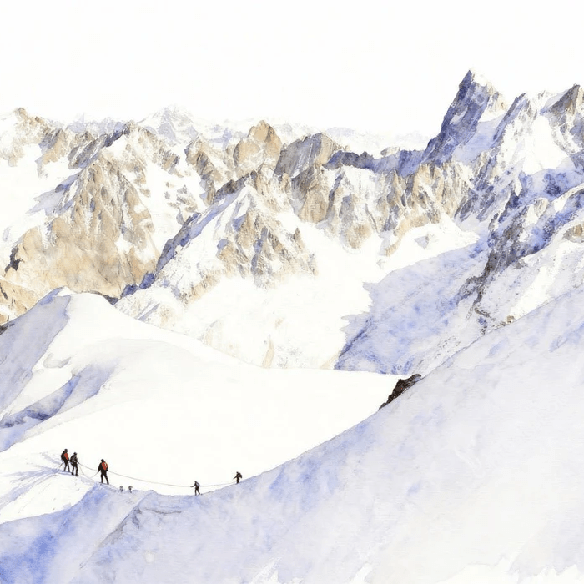 Papier peint alpinisme la cordée - Vallée blanche - Muralconcept