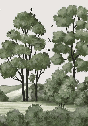 Papier peint paysage rivière forêt vert, XXL, tendance