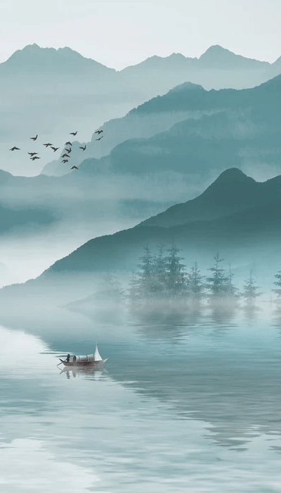 Papier peint entre montagne et lac - Muralconcept