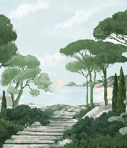 Papier peint balade dans les calanques vert - Muralconcept