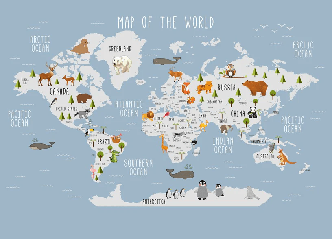 Wallpaper Illustrated world map Animals