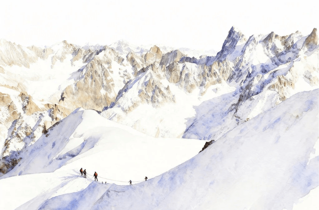 Papier peint alpinisme la cordée - Vallée blanche - Muralconcept