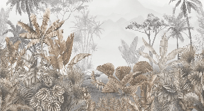 Papier peint wc tendance tropical sépia, XXL, tendance