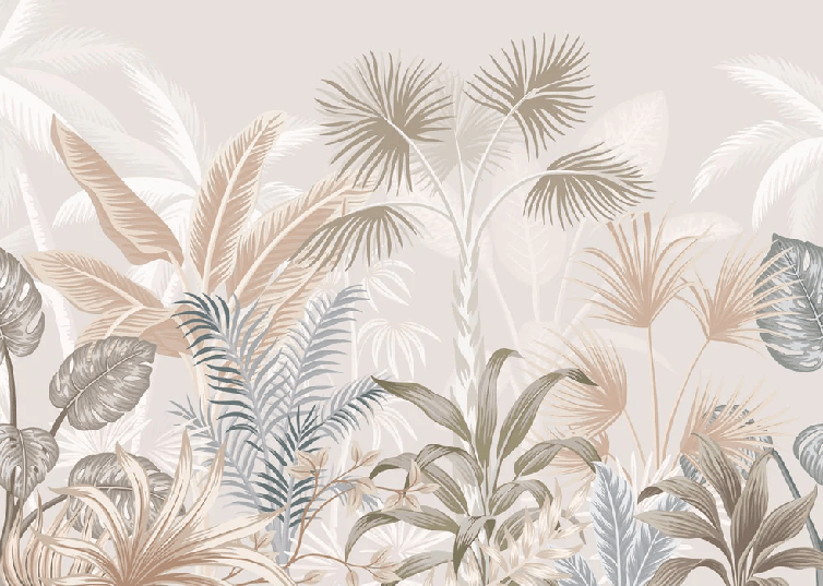 Papier peint panoramique jungle terracotta - Muralconcept