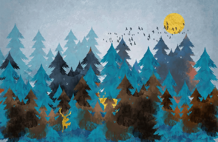 Papier peint Forêt Abstrait Inspirante - Muralconcept