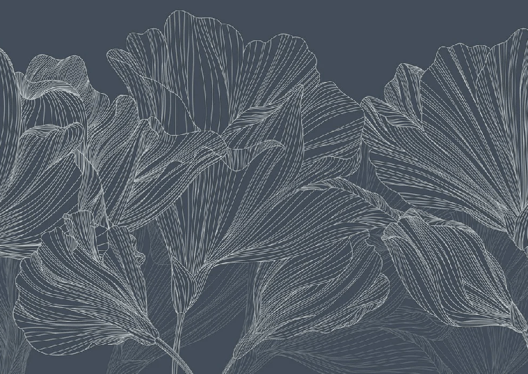 Papier peint panoramique valse des fleurs bleu, XXL, tendance