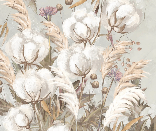 Papier peint panoramique fleur coton