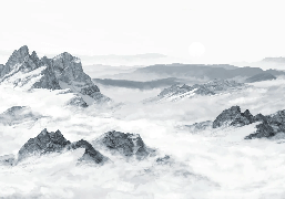 Papier peint panoramique montagne bleu, XXL, tendance