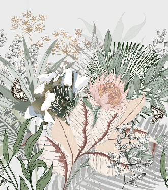 Papier peint panoramique floral botanic, XXL, tendance