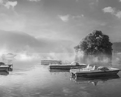 Papier peint un matin frais au lac d'Annecy - Muralconcept