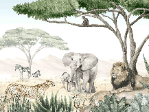 Papier peint enfant savane en peinture