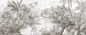 Papier peint panoramique jungle pittoresque - Muralconcept