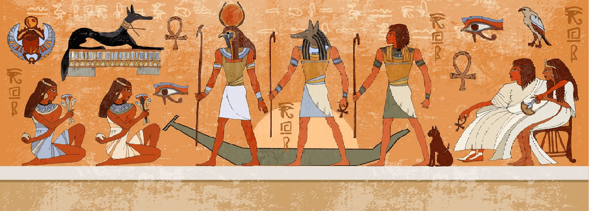 Papier peint bistrot peinture Egyptienne - Muralconcept
