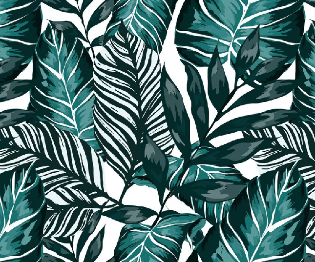 Papier peint intissé feuille couleur bleu paon - Muralconcept