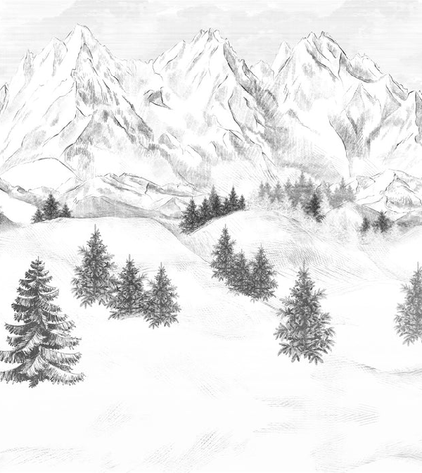 Papier peint montagne sommets de Chamonix - Muralconcept
