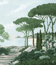 Papier peint balade dans les calanques vert - Muralconcept